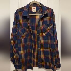 Levi's Navy and Mustard Plaid Shirt
